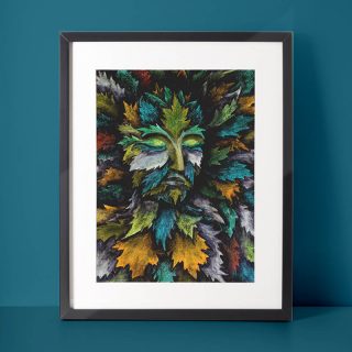 Green Man - oil pastels on paper